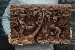 Balinese Fine Woodcraft Palm Tree And The Flowers