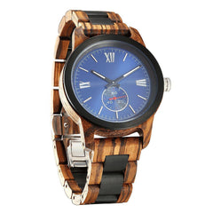 Men's Handcrafted Engraving Zebra Ebony Wood Watch - Best Gift Idea!