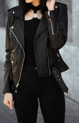 Women Black Handmade Leather Jacket