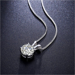 Swarovski Crystals 1.00 CT Diamond Created Solitaire Pendant  Necklace