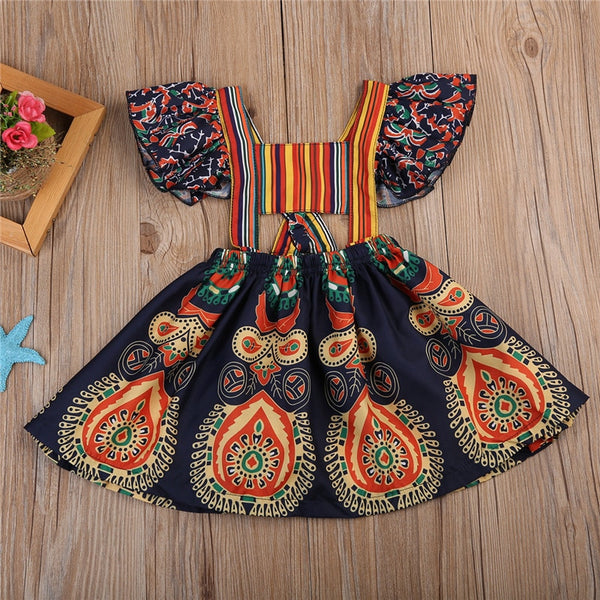 Party Boho Floral Dress For Baby Girl