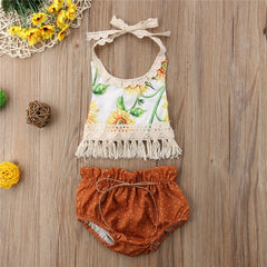 Sunflower Summer Backless Top For Baby Girl