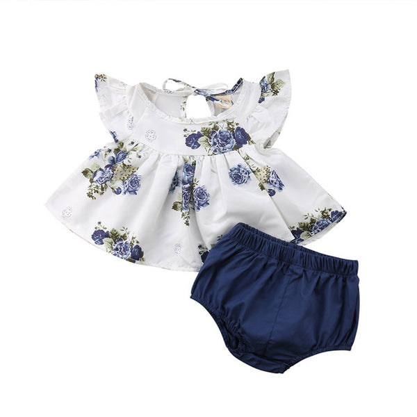 Summer Floral Round Neck Tops For Baby Girl