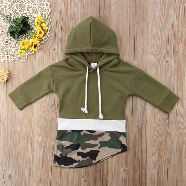 Hooded Camo Casual Tops For Boys