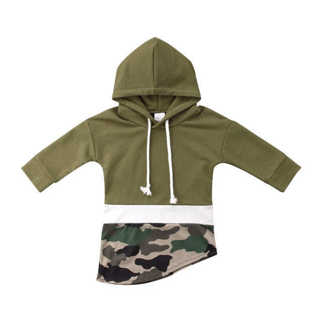 Hooded Camo Casual Tops For Boys