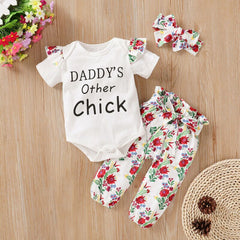 Lovely Floral Bodysuit Pants And Headband Set