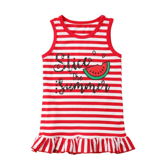 Sleeveless Red Striped Ruffle Sundress