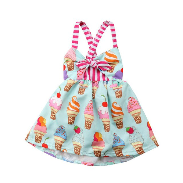 Summer Ice Cream Theme Dress For Baby Girl